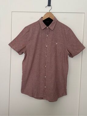 Comune Shirt Mens Sz S Pink Short Sleeve Button Up Cotton Blend Casual Preppy